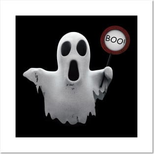 Ghost holding Boo sign! Posters and Art